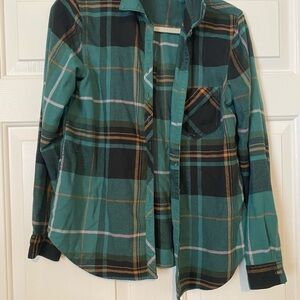 Maurices Teal and Orange Plaid Shirt